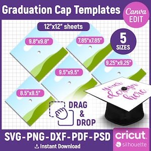 Graduation Cap Template Svg, Graduation Hat Template, Blank Graduation Cap Template, Graduation Cap Tropper Template, png, Canva Editable