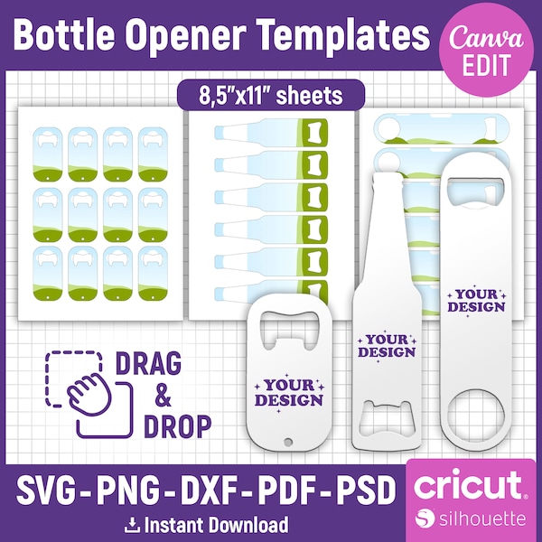 Bottle Opener Bundle, Bottle Opener Template Svg, Stainless Steel Bottle Opener, Beer Bottle Opener Sublimation Template, Canva Editable
