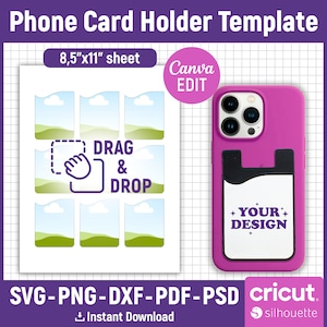 Telefonkartenhalter-Sublimationsvorlage, Telefonkartenhalter-Svg, Telefonkartenhalter-Vorlage, Kartenhalter-Telefonhülle, PNG, Canva Bearbeitbar