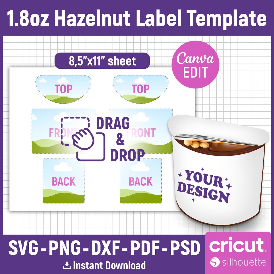 1.8oz Hazelnut Treat Label Template, Hazelnut Cocoa Spread & Biscuit ...