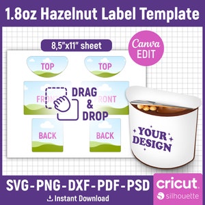1.8oz Hazelnut Treat Label Template, Hazelnut Cocoa Spread & Biscuit Label, Chocolate Biscuit Label, Hazelnut Spread Labels, Canva Editable