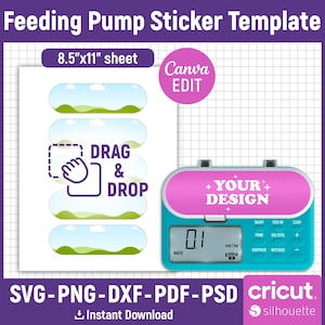 Feeding Pump Sticker Template, Feeding Pump Label, Infinity Pump Template, Feeding Pump Decal, Pump Sticker, Printable, DIY, Canva Editable