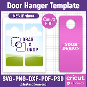 Door Hanger Template, Door Hanger Svg, Door Knob Hanger, Doorknob Hanging Sign, Sublimation Template, Cut File, Printable, Canva Editable