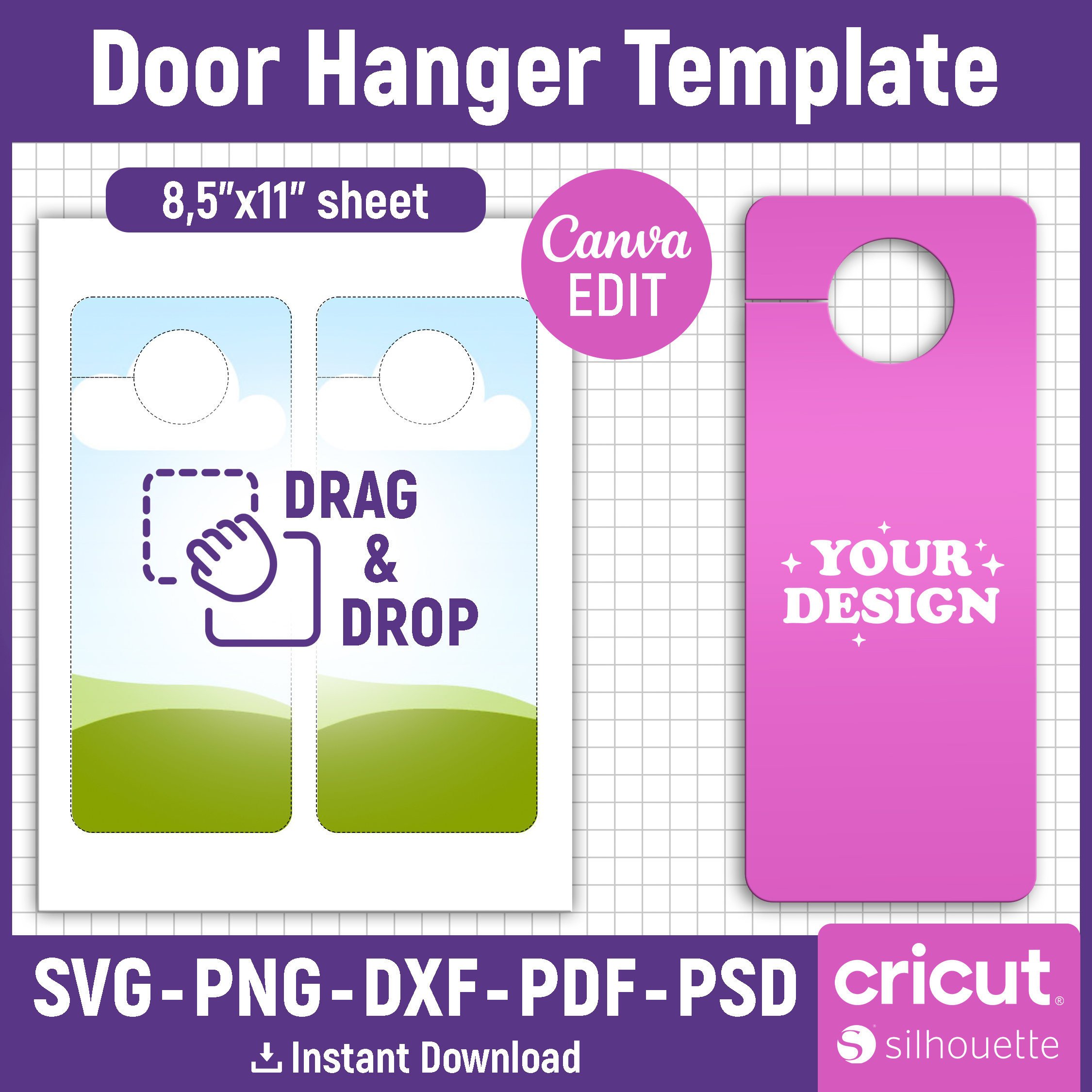 Door Hanger Template, Door Hanger Svg, Door Knob Hanger, Doorknob