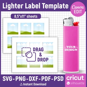 Lighter Label Template Svg, Lighter Wrapper Template, Lighter Label Full Wrap, Sublimation Template, Best Gift for Him, png, Canva Editable