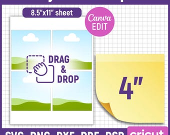 4" Sticky Note, Sticky Note Template, Custom Sticky Notes, Note Page, Note Templates, Sticker for Planner, Printable, DIY, Canva Editable