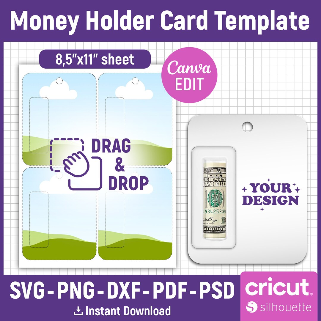Money Holder Card Template Money Card Svg Money Holder Svg Money
