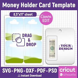 Modello di carta porta soldi, carta denaro Svg, porta soldi Svg, porta carta soldi Svg, titolare carta regalo denaro, modello personalizzato, Canva modificabile