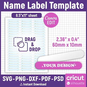 Name Labels Template, School Supply Labels Svg, School Label Template, Back to School Label Template, Printable Name Tag, Canva Editable