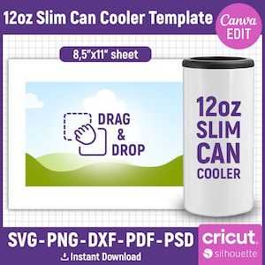 12oz Slim Can Cooler Template, Can Cooler Svg, Beer Cooler Template, Blank Template for Sublimation, Bottle Cooler Template, Canva Editable