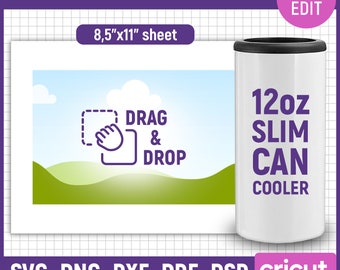 12oz Slim Can Cooler Template, Can Cooler Svg, Beer Cooler Template, Blank Template for Sublimation, Bottle Cooler Template, Canva Editable