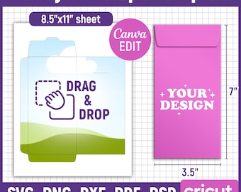 Money Envelope Template, Money Holder, Money Envelope Svg, Budget Envelope, Cash Envelope Blank, Printable, Gift Envelope, Canva Editable