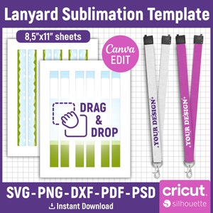 Lanyard Sublimation Template, Lanyard Template for Sublimation, Breakaway Lanyard Template, Sublimation Neck Lanyard, svg, Canva Editable