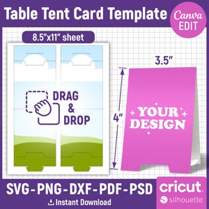 Tent Card Template, Food Label Card, Food Card Tent Signs, Folded Note Card Template, Shower Food, Place Card Template, DIY, Canva Editable