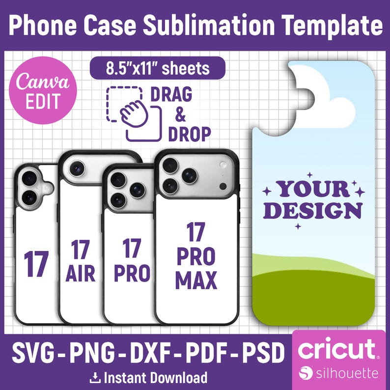 44 mallar för telefonskal PAKET, sublimeringsmall för telefonskal, mall för smartphoneskal, mall för telefonskal, utskrivbar, redigerbar i Canva bild 2