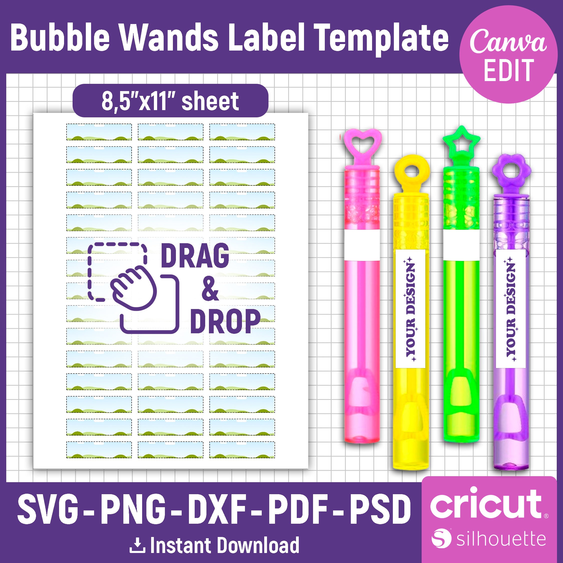 Bubble Bottle Label Template BUNDLE, 0.6 Oz, 2 Oz, 4 Oz Bubble Bottle ...