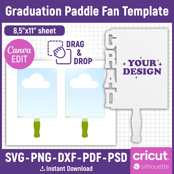 Grad Paddle Fan Template, Custom Grad Fan, Graduation Fan Template, Graduation Centerpiece Svg, Grad 2025, Sublimation Template, Canva Edit