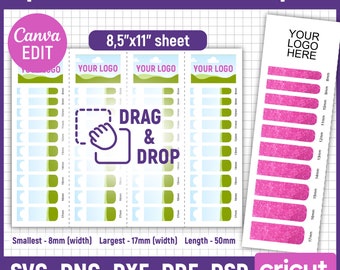 50mm Square Nail Art Decal Template, Nail Blank Template, Nail Template Svg, Nail Design Template, Waterslide Nail Decals, Canva Editable