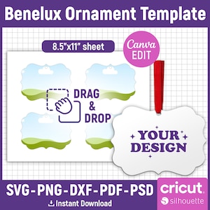 Benelux-prydnadsmall, sublimeringsmall för prydnad, Benelux-sublimeringsprydnad, julprydnadssvg, presentetikettssvg, redigerbar Canva