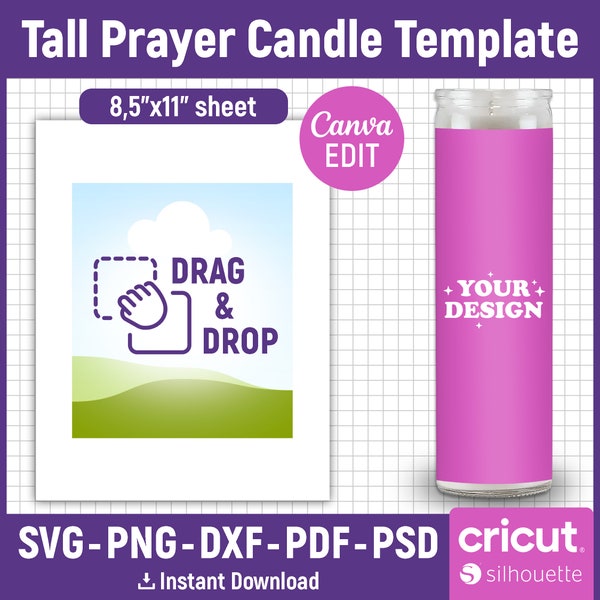 Tall Prayer Candle Template, Prayer Candle Label Template, Prayer Candle Sticker Template, Saint Candle, Memorial Candle, Canva Editable