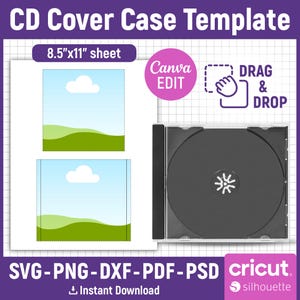 CD Cover Case Template, Cd Case Insert Template, Cd Jewel Case Template, Cd Cover Insert, Custom Cd Cover Case, Printable, Canva Editable