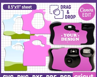 Disposable Camera Wrap Template, Template FunSaver Film Camera, Camera Label Template, Camera Cover, Custom Camera, DIY, Canva Editable