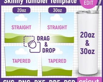 Tumbler Template Svg, 20oz Skinny Tumbler, 30oz Skinny Tumbler, Skinny Tumbler Full Wrap, Tumbler Sublimation, Tapered Straight, Canva Edit