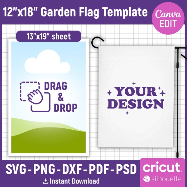 12" x 18" Garden Flag Template, Blank Garden Flag Template, Sublimation Flag Template, Garden Flag Editable, Garden Banner, Canva Editable