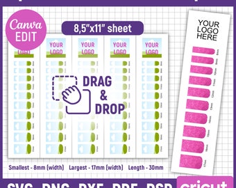 30mm Square Nail Art Decal Template, Nail Blank Template, Nail Template Svg, Nail Design Template, Waterslide Nail Decals, Canva Editable