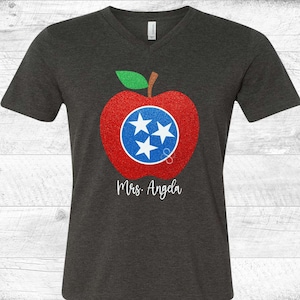 Teacher Shirt, Tennessee Teacher Shirt, Custom Teacher Gift, Teacher Name Shirt, Teacher Apple Shirt