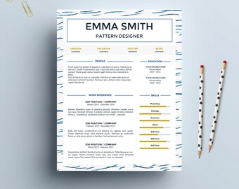 Resume Template, US letter, A4, CV Template, Cover Letter for Word, Instant digital Download, Creative resume, Simple, Modern // Sea