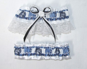 Garter Set North Carolina Tarheels UNC Keepsake and Tosser Themed Sports Weddings