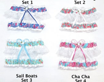 Strumpfband Set Sommer Strand Ozean inspiriert Lilie Frühling Meer Floral Looks Andenken und Tosser Themen Hochzeit