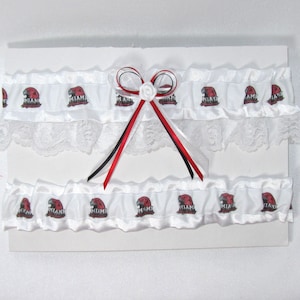 Garter Set Miami University Keepsake and Tosser Themed Sports Wedding Red Hawks Garter