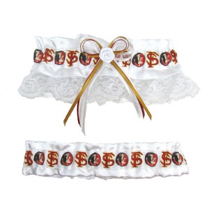 Garter Set Seminoles Florida State Keepsake and Tosser Themed Sports Weddings
