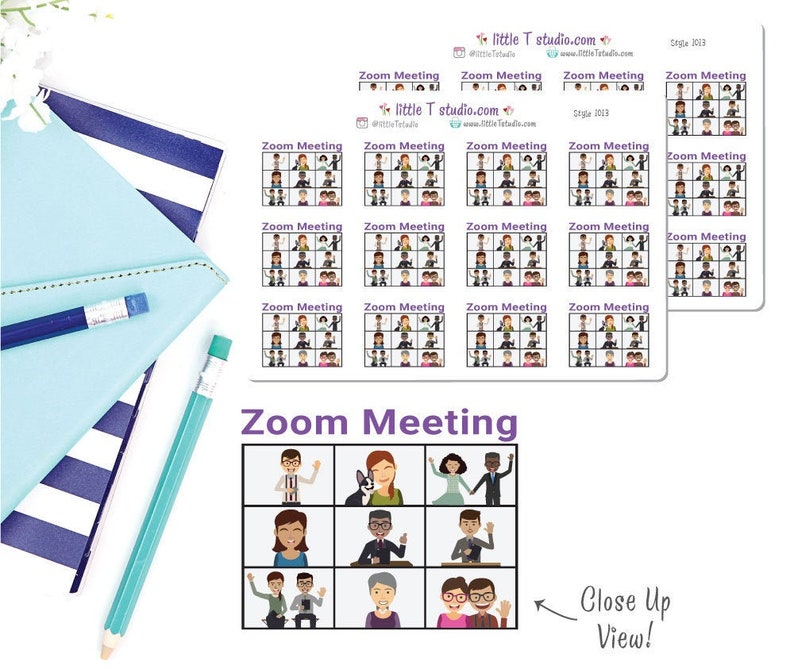 Printed Sticker Sheet Zoom Meeting Reminder Stickers Style Etsy