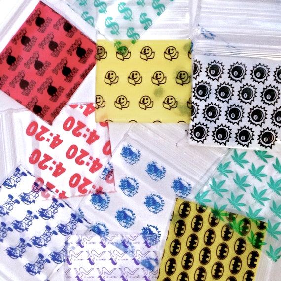Mini Ziplock Baggies 1515 100 Bags 10 Designs Apple Get Real Collection 1.5 X 1.5 Smoke /& Fly