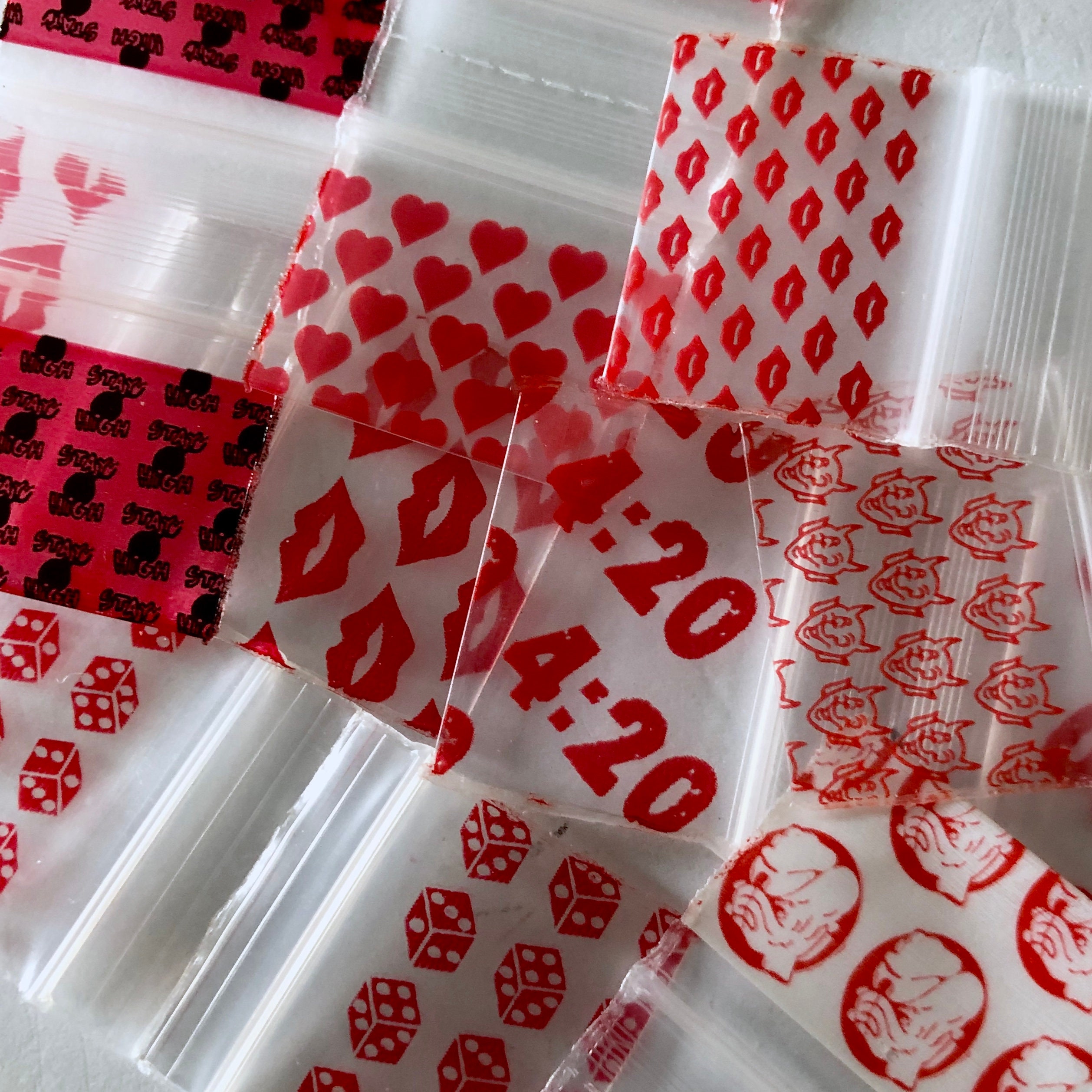 1510 200 Baggies 1.5 x 1 Choose a Design Red Designs Small Etsy