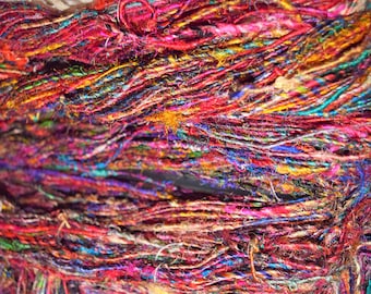 No Tariff! 10 yards Himalayan Multi shades Recycled Sari Silk Yarn