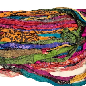 100g Persian Bazar Multi Print Recycled Sari Silk Ribbon Yarn