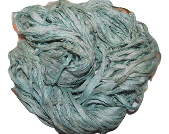 10 yards Rusty Garden Recycled Sari Silk Ribbon Yarn