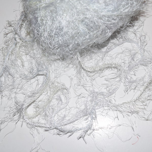 CLEARANCE 10 yards Eyelash white yarn