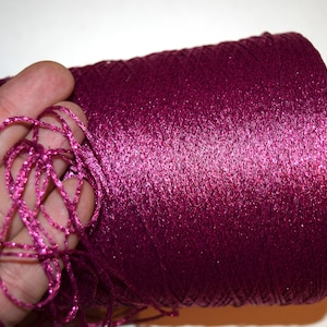 Hot Pink Glitter Yarn: Lurex Embellishment, 20 Yards