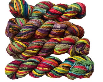 Hemmed Cording Sari Recycled Silk Ribbon Yarn More Green multicolored