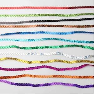 Sparkly 6mm Sequin Trim: 24 Colors, Rope Cord