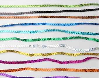 Sparkly 6mm Sequin Trim: 24 Colors, Rope Cord