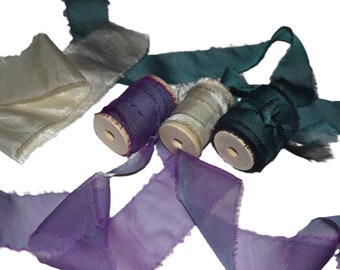 Handmade Chiffon Silk Ribbon: Frayed Edge Wedding Invitation Ribbon