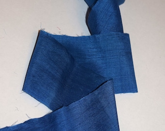 Royal Blue Recycled Sari Silk Ribbon Yarn - 10 Yards