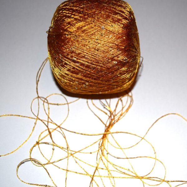 CLEARANCE 30 yards Gold Sequin glitter yarn