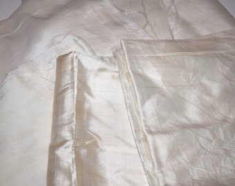 White Silk Sari Fabric Remnants: Vintage Scrap Bundle for Quilting